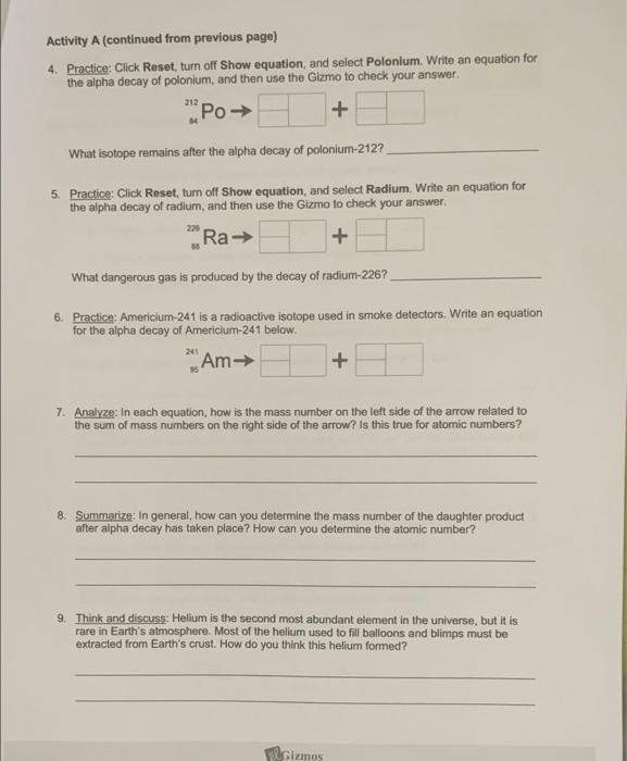 Solved Activity A (continued from previous page) 4. | Chegg.com