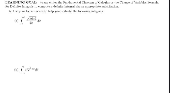 Solved Learning Goal To Use Either The Fundamental Theorem