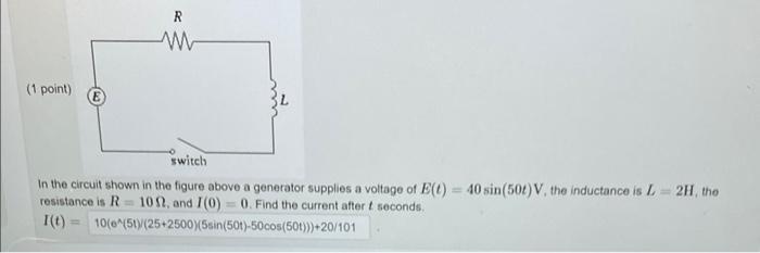 Solved In the circuit shown in the figure above a generator | Chegg.com