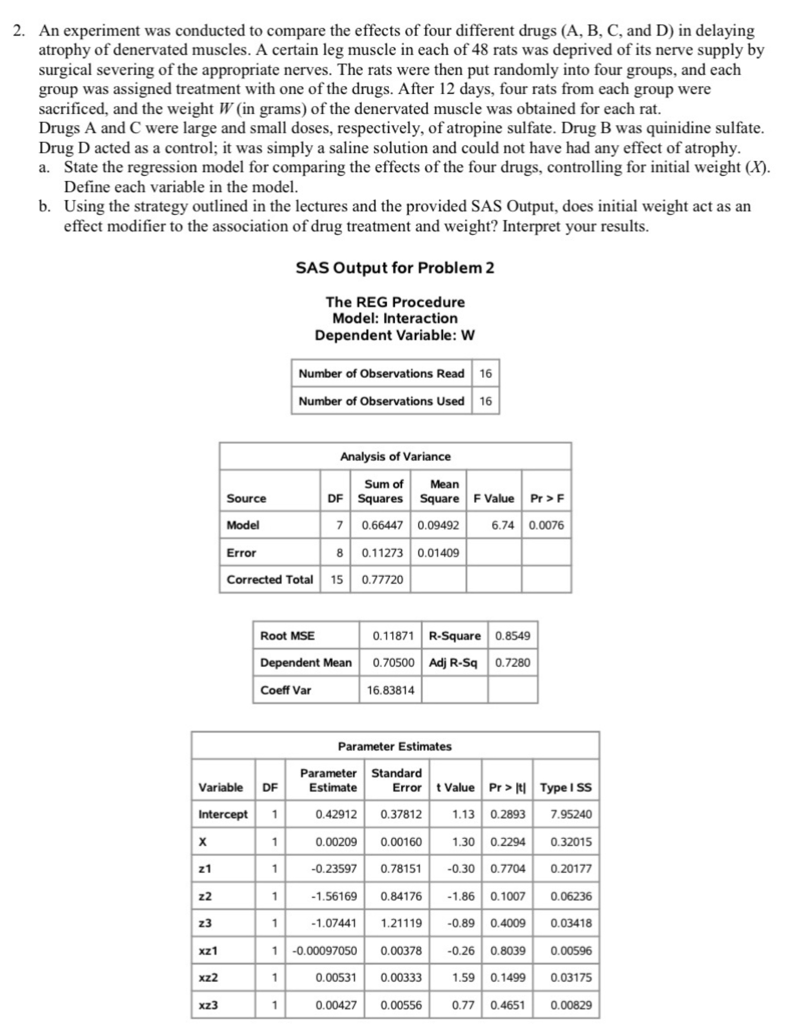 Solved An experiment was conducted to compare the effects of | Chegg.com