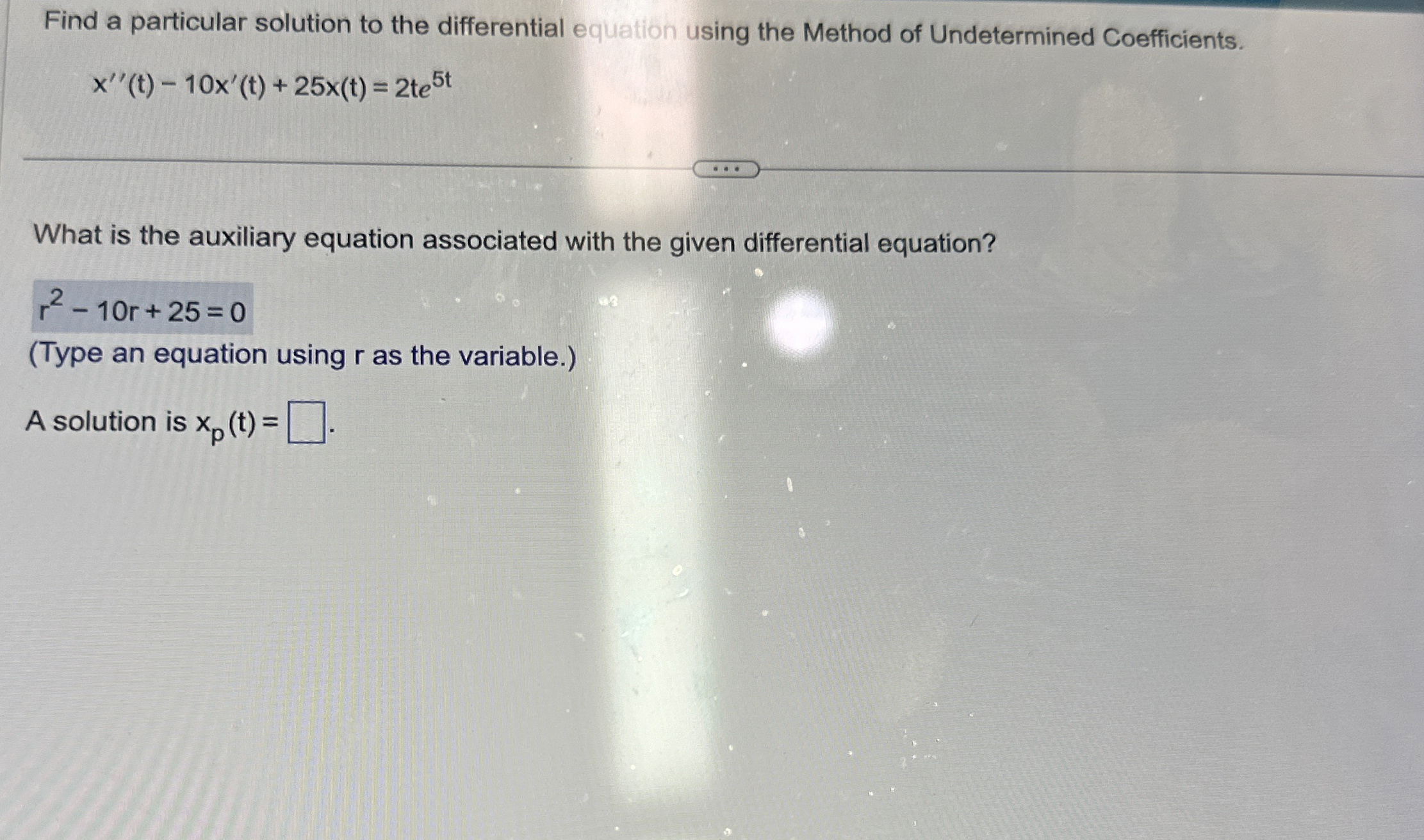 Solved Find a particular solution to the differential | Chegg.com