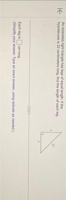 Solved An isosceles right triangle has legs of equal length. | Chegg.com