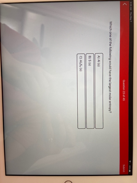 Solved 65 Question 22 Of 45 Submit Consider The Equilibrium Chegg