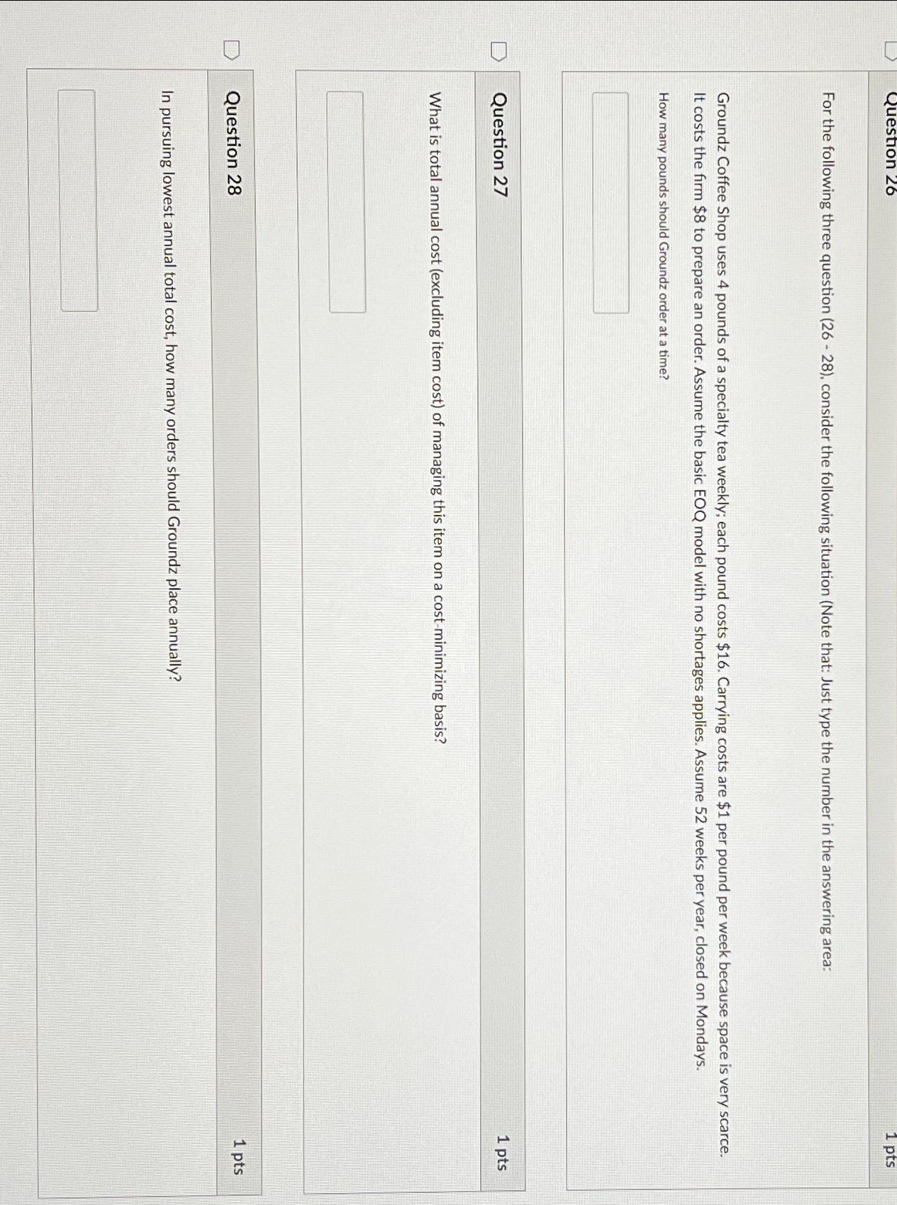 Solved For the following three question (26 - 28), ﻿consider | Chegg.com