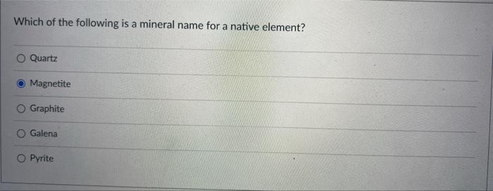 Solved which of the following is a mineral name for a native | Chegg.com