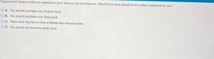 Solved Suppose That Tesla's Profits Are Expected To Grow | Chegg.com