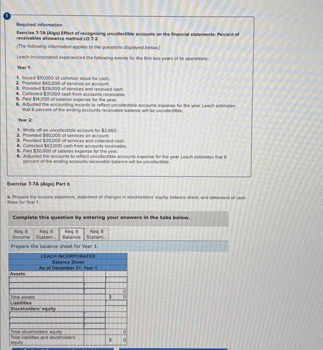 Solved Required Information Exercise 7-7A (Algo) Effect Of | Chegg.com