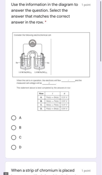Solved Use the information in the diagram to 1 point answer | Chegg.com