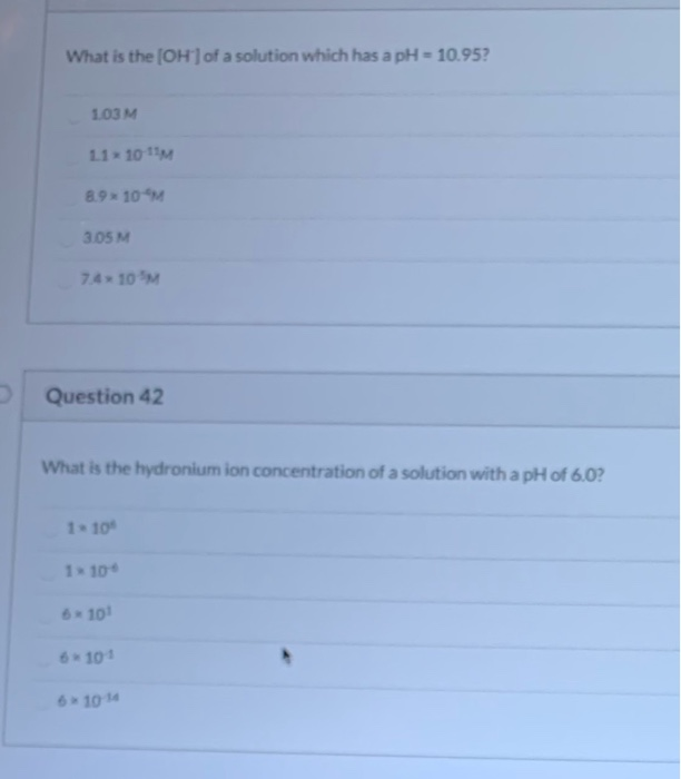 Solved What is the (OH) of a solution which has a pH = | Chegg.com