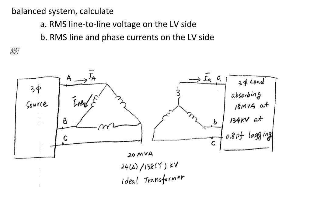Solved balanced system, calculate a. RMS line-to-line | Chegg.com