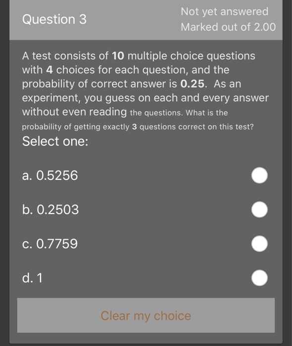 Solved Question 3 Not yet answered Marked out of 2.00 A test | Chegg.com