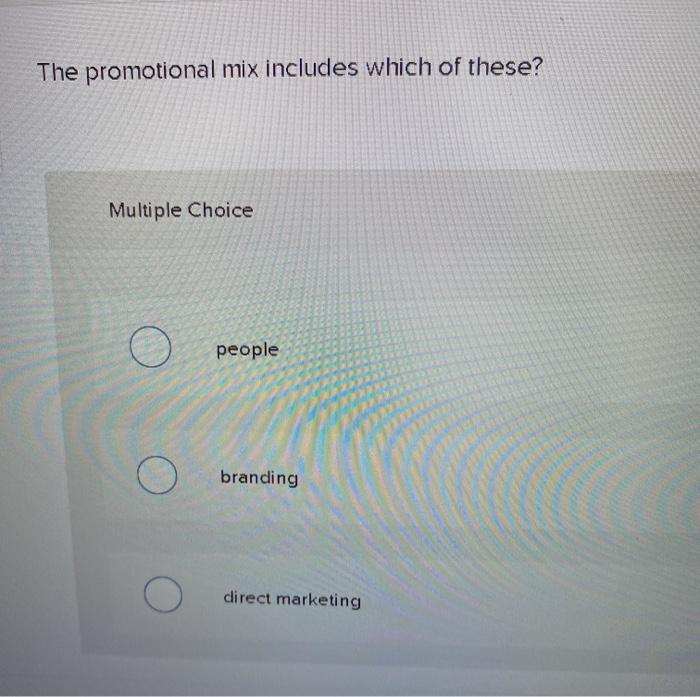 Solved The promotional mix includes which of these? Multiple | Chegg.com