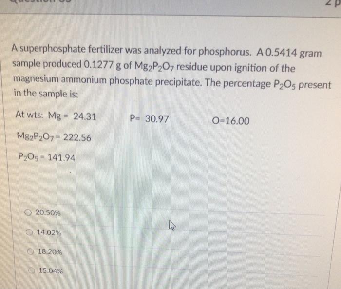 2 A Superphosphate Fertilizer Was Analyzed For Chegg 