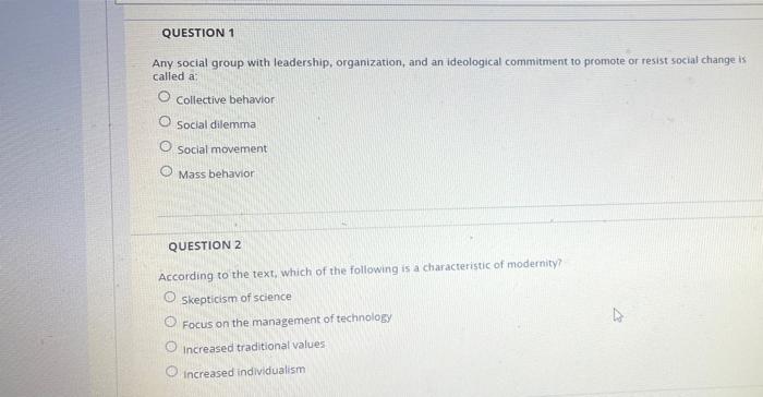 Solved QUESTION 1 Any social group with leadership, | Chegg.com