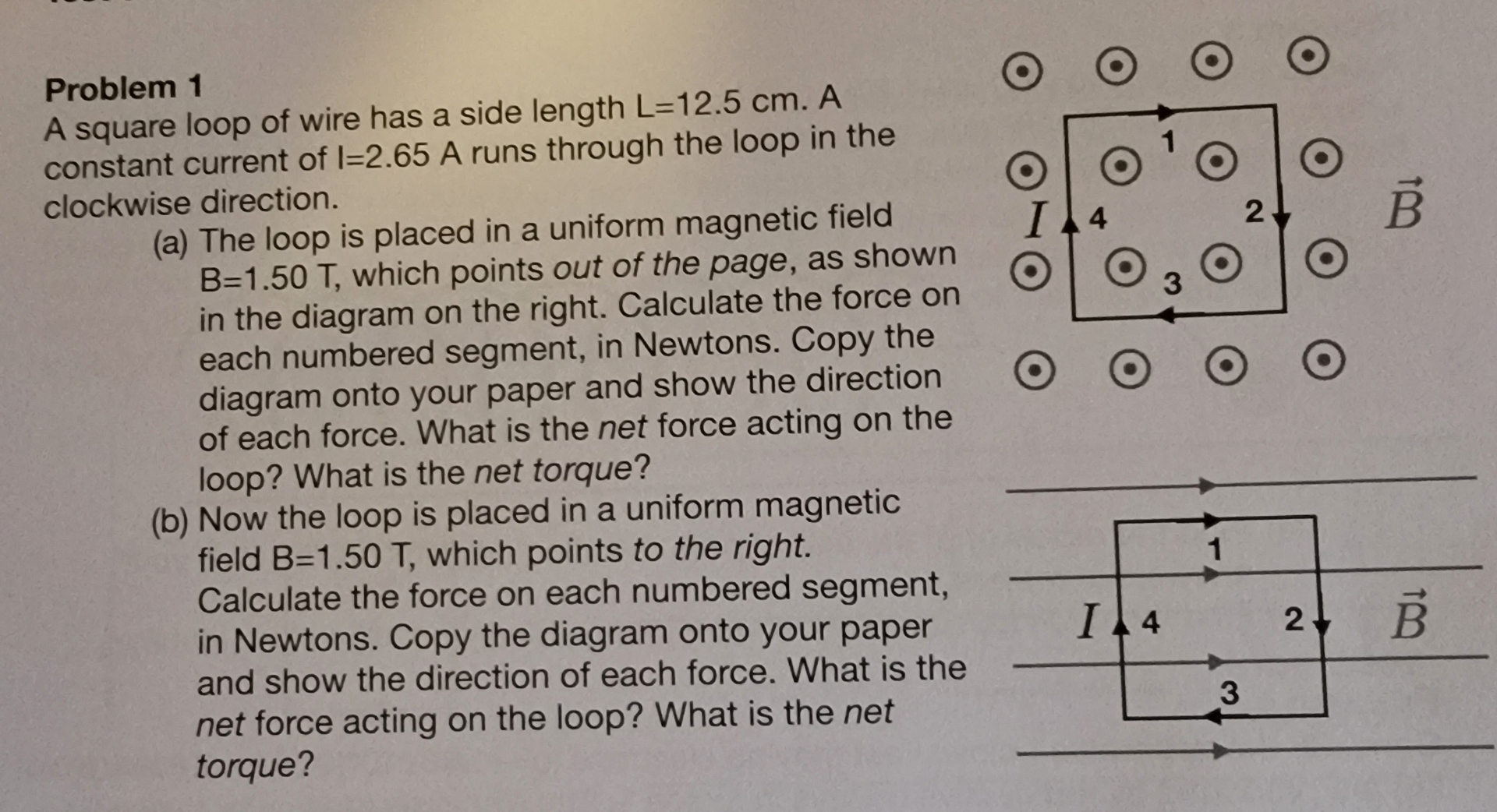 Solved Problem 1A square loop of wire has a side length | Chegg.com