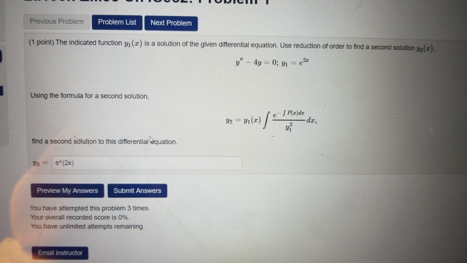 Solved Previous Problem Problem List Next Problem (1 point) | Chegg.com