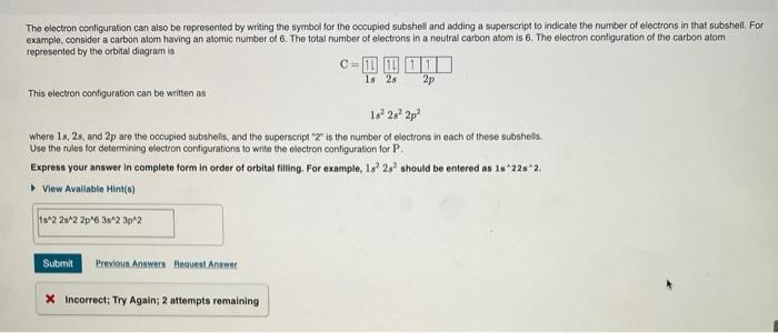 Solved The electron contiguration can also be reprosonted by | Chegg.com