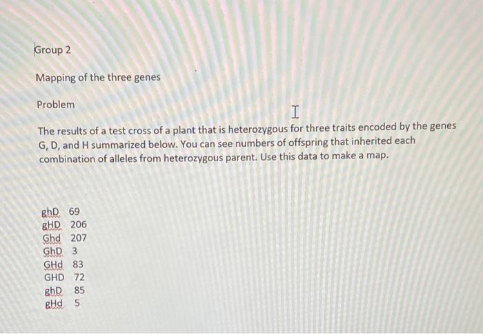 Solved Mapping Of The Three Genes Problem The Results Of A | Chegg.com