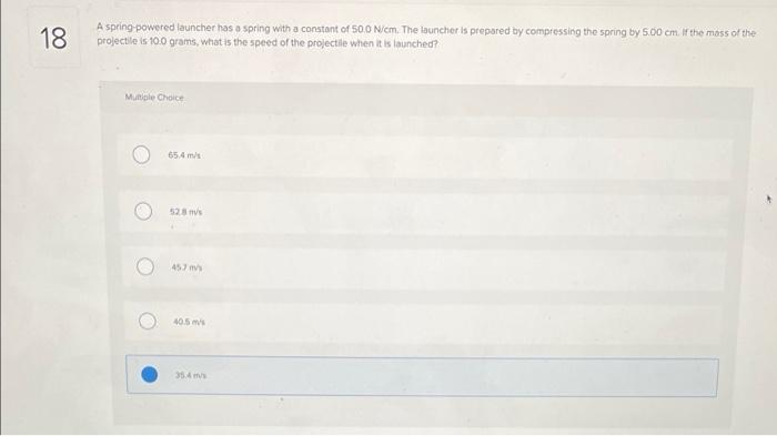 Solved 18 A spring-powered launcher has a spring with a | Chegg.com