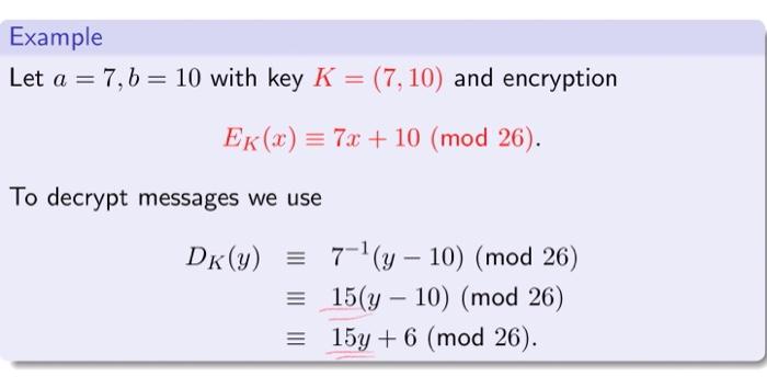 Solved Affine Cipher Hi Prof, Could You Please Kindly Show | Chegg.com