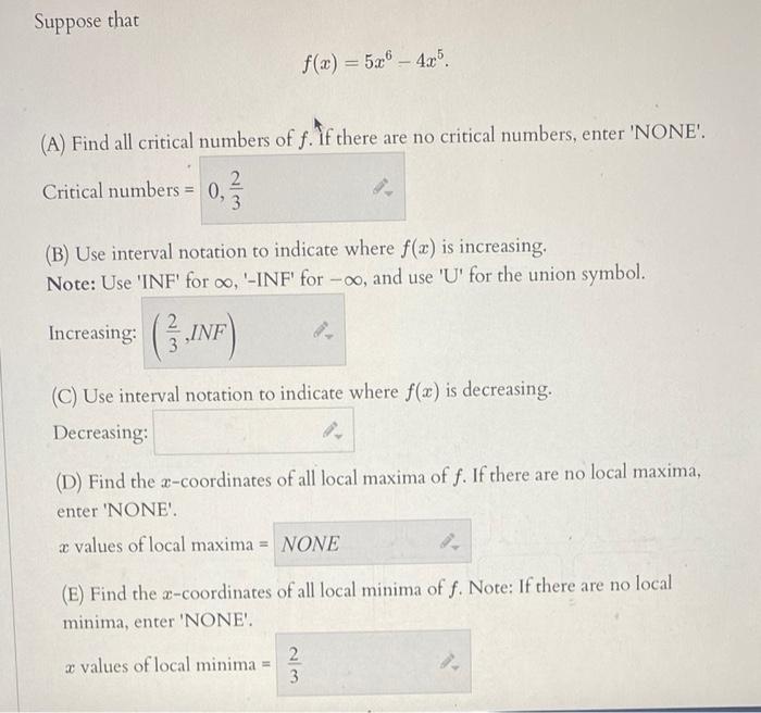 Solved Suppose That Fx 5x6 405 A Find All Critical 4129