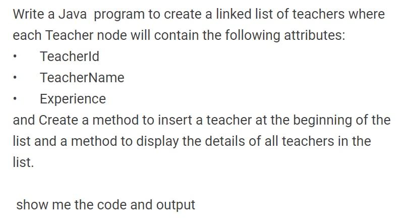 Write a Java program to create a linked list of | Chegg.com