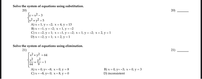 Solved Solve The System Of Equations Using Substitution Chegg Com