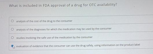 Solved What is included in FDA approval of a drug for OTC | Chegg.com