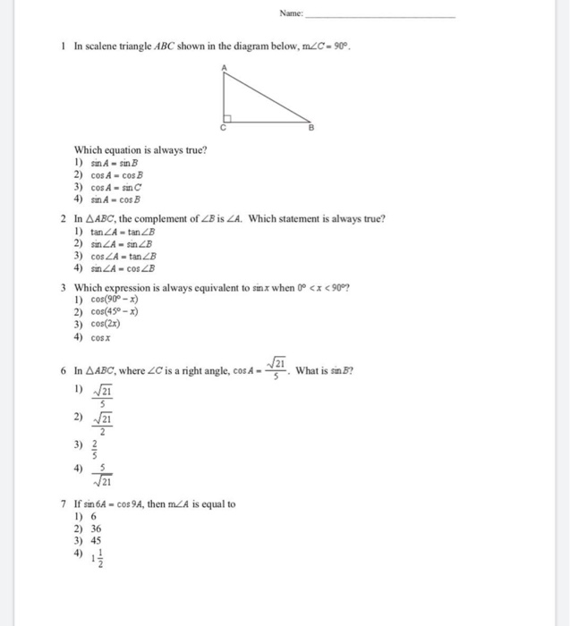 Solved Name: 1 In Scalene Triangle Abc Shown In The Diagram 