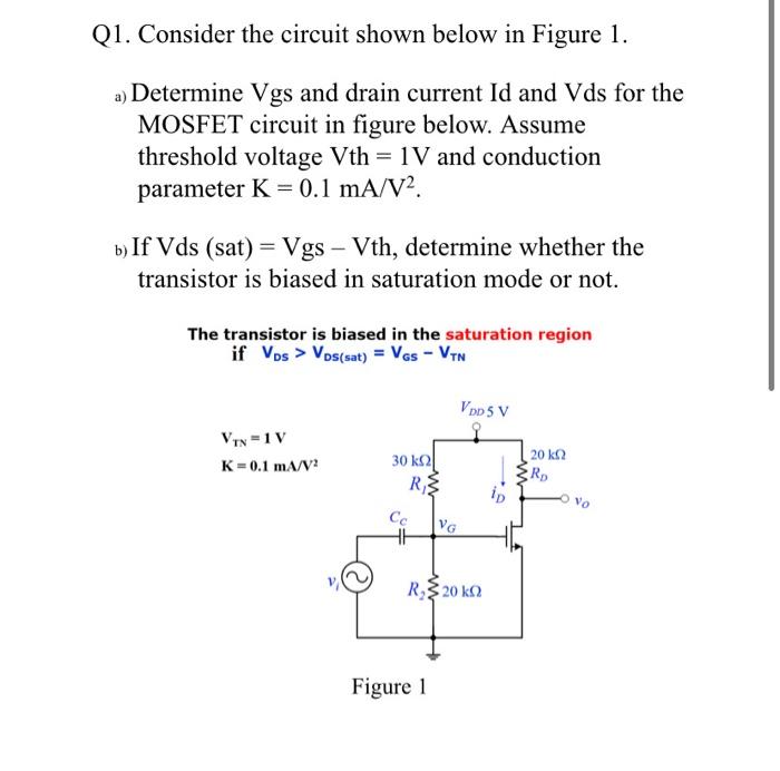 Solved Q1. Consider the circuit shown below in Figure 1. a) | Chegg.com