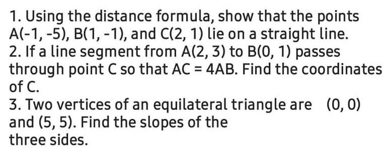 Solved 1. Using the distance formula, show that the points | Chegg.com