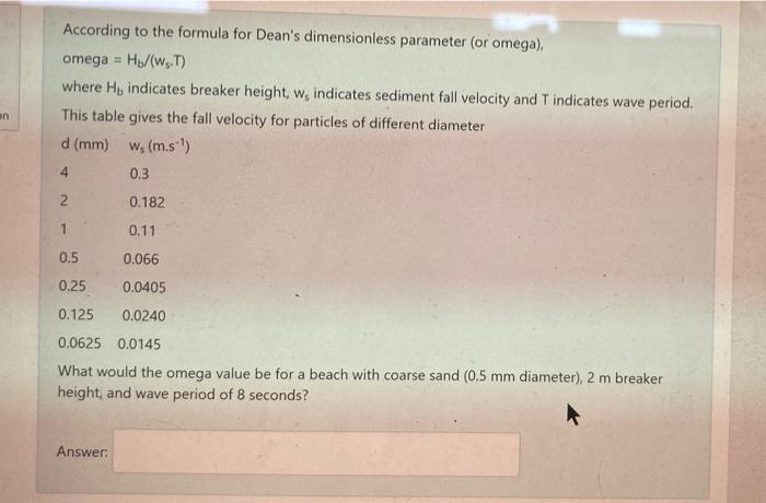 Solved According to the formula for Dean's dimensionless | Chegg.com