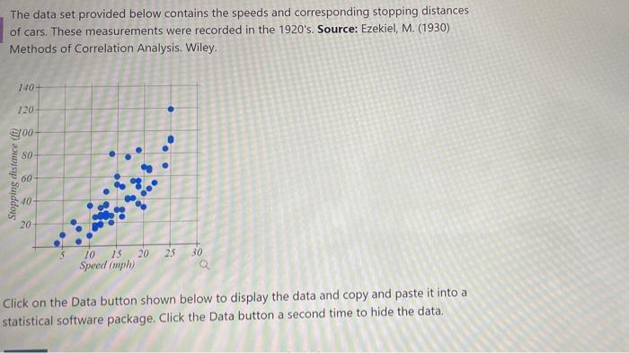 Solved The data set provided below contains the speeds and | Chegg.com