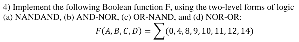 Solved Implement The Following Boolean Function F ï Using Chegg Solved Implement The Following Boolean Function F ï Using Chegg