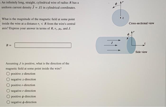 Solved An Infinitely Long, Straight, Cylindrical Wire Of | Chegg.com