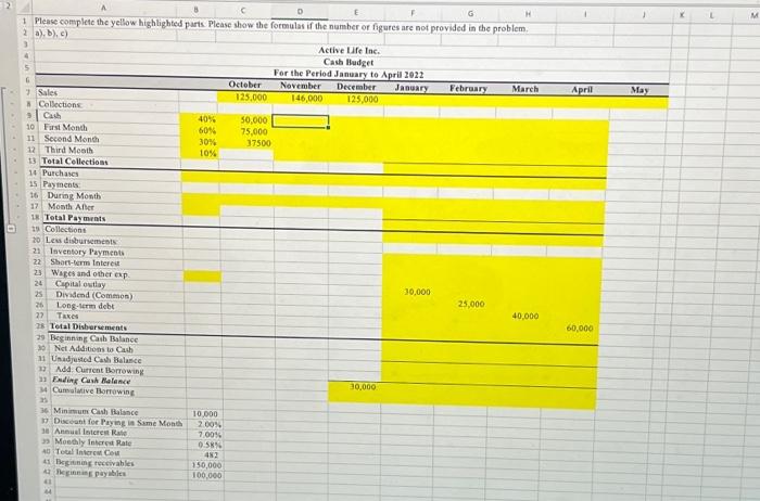 Solved Please provide formulas and solve for the yellow | Chegg.com