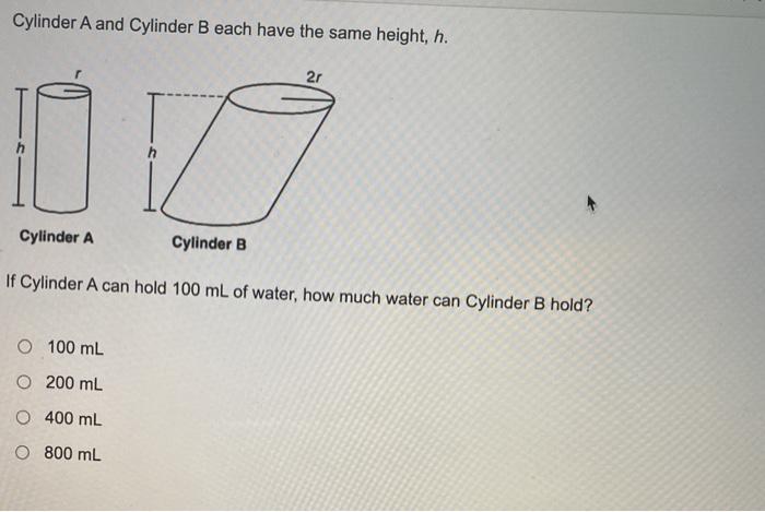 Solved Cylinder A And Cylinder B Each Have The Same Height, | Chegg.com