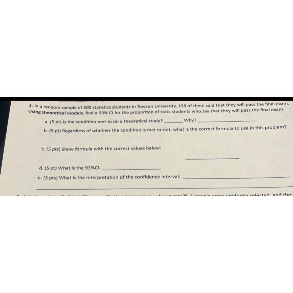 Solved In a random sample of 300 ﻿statistics students in | Chegg.com