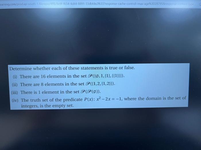Solved Determine whether each of these statements is true or | Chegg.com