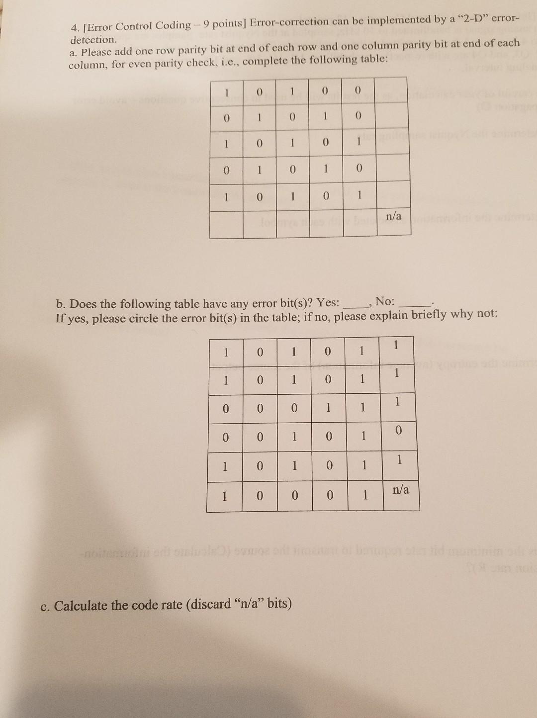 Solved 4. [Error Control Coding -9 points] Error-correction | Chegg.com