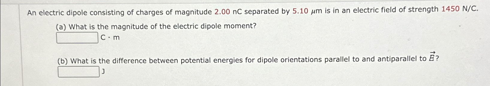 Solved An electric dipole consisting of charges of magnitude | Chegg.com