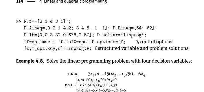 Solved 114 4 Linear and quadratic programming >> P.f=- [2 1 | Chegg.com