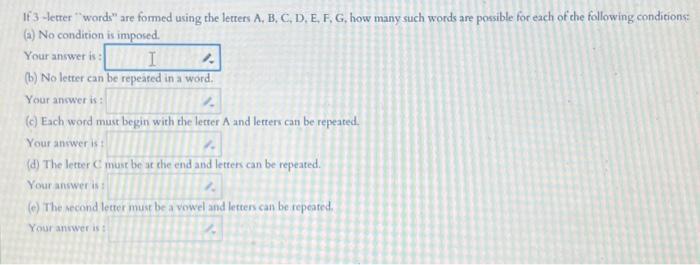 Solved If 3-letter words" are formed using the letters A, B, | Chegg.com