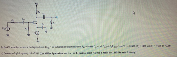 Solved 6 i In the CS amplifier shown in the figure above, | Chegg.com