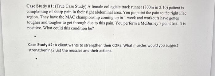 Solved Case Study \#1: (True Case Study) A female collegiate | Chegg.com