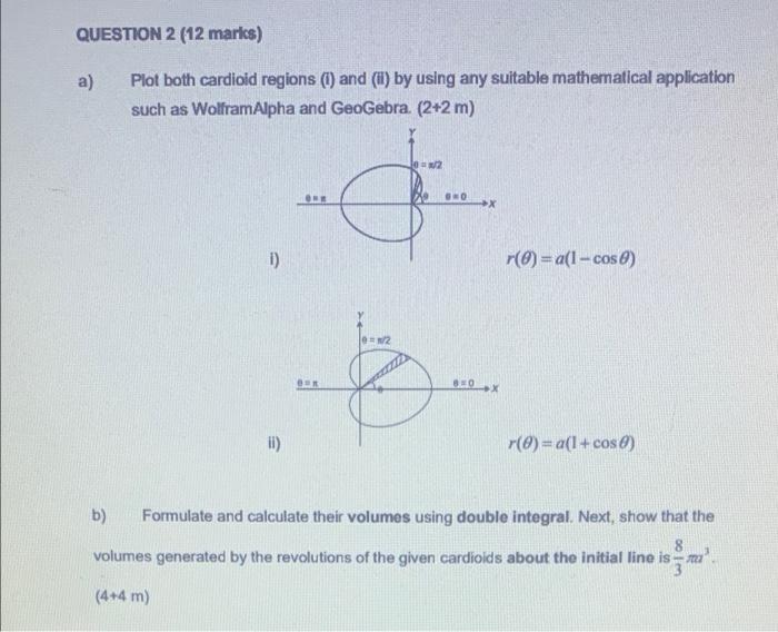 Solved QUESTION 2 (12 marks) a) Plot both cardioid regions | Chegg.com