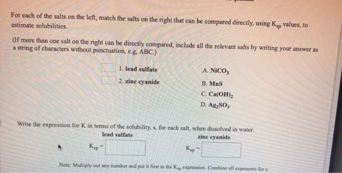 Matching Salt Solved For each of the salts on the left, match the salts on | Chegg.com