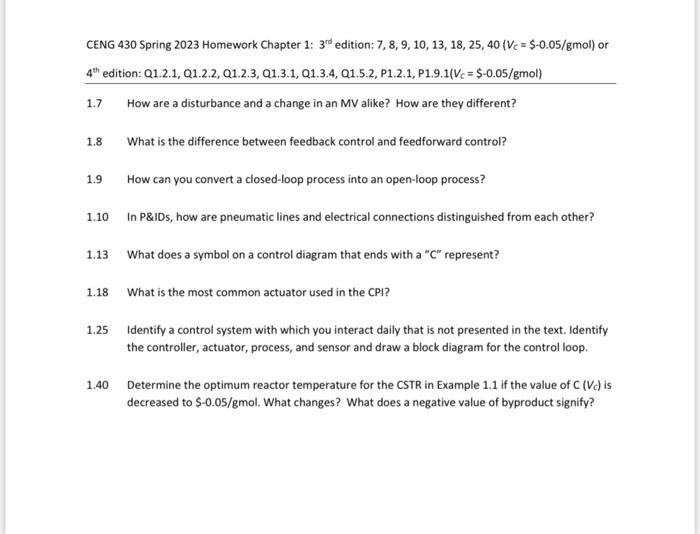 Solved CENG 430 Spring 2023 Homework Chapter 1:3rd edition: | Chegg.com