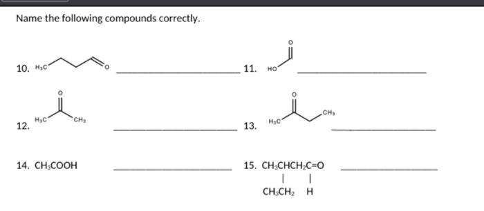 Solved Name The Following Compounds Correctly. 10. 11. 12. | Chegg.com