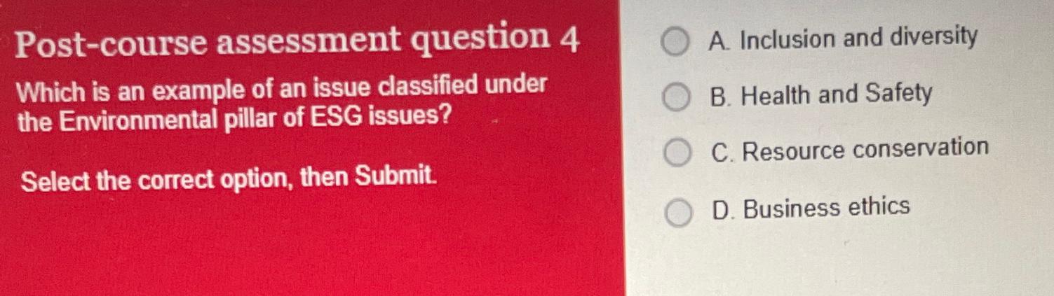 Solved Post-course assessment question 4A. ﻿Inclusion and | Chegg.com